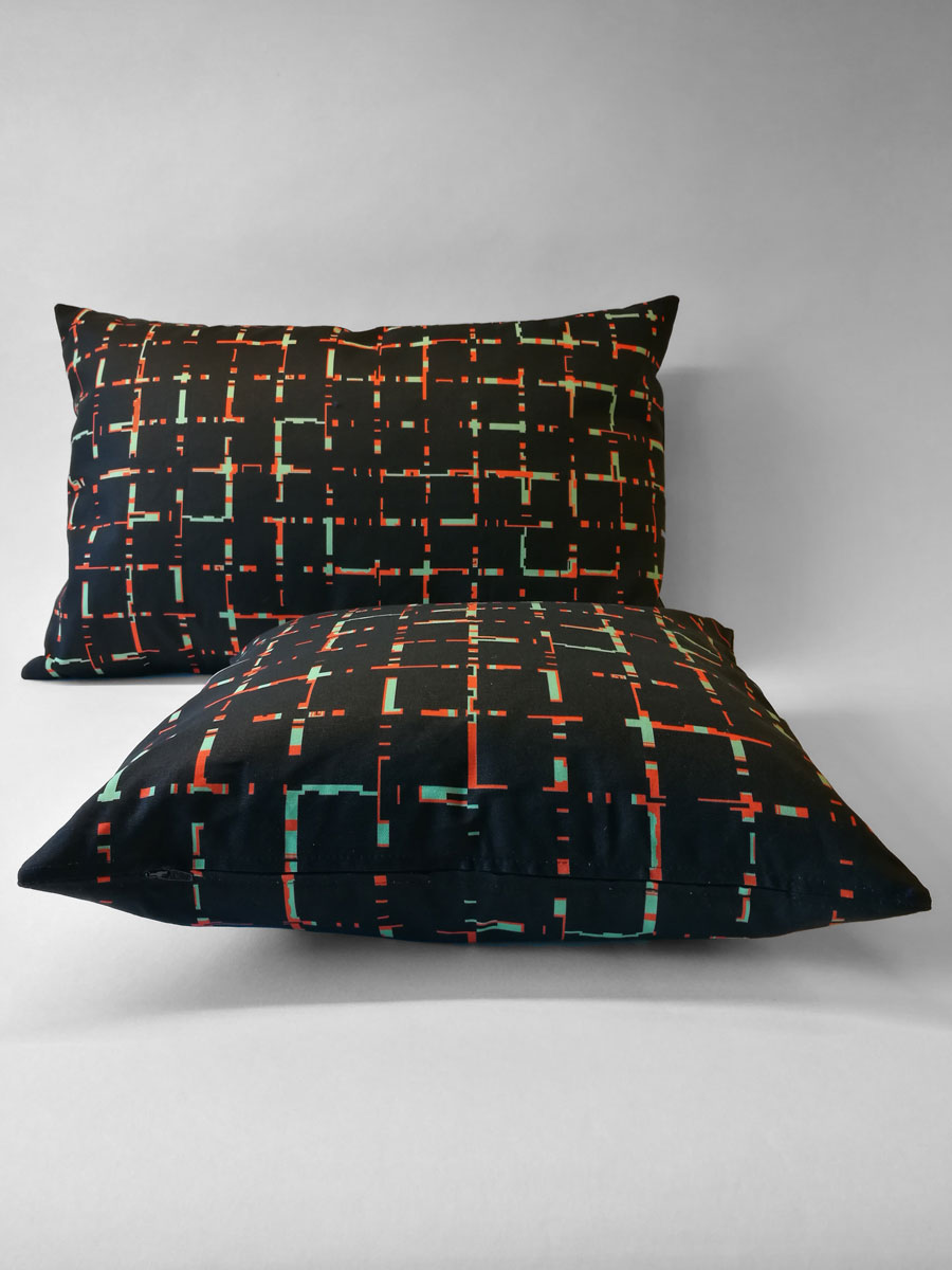 Pillow ‘Grids 6040 Black Orange 1521’