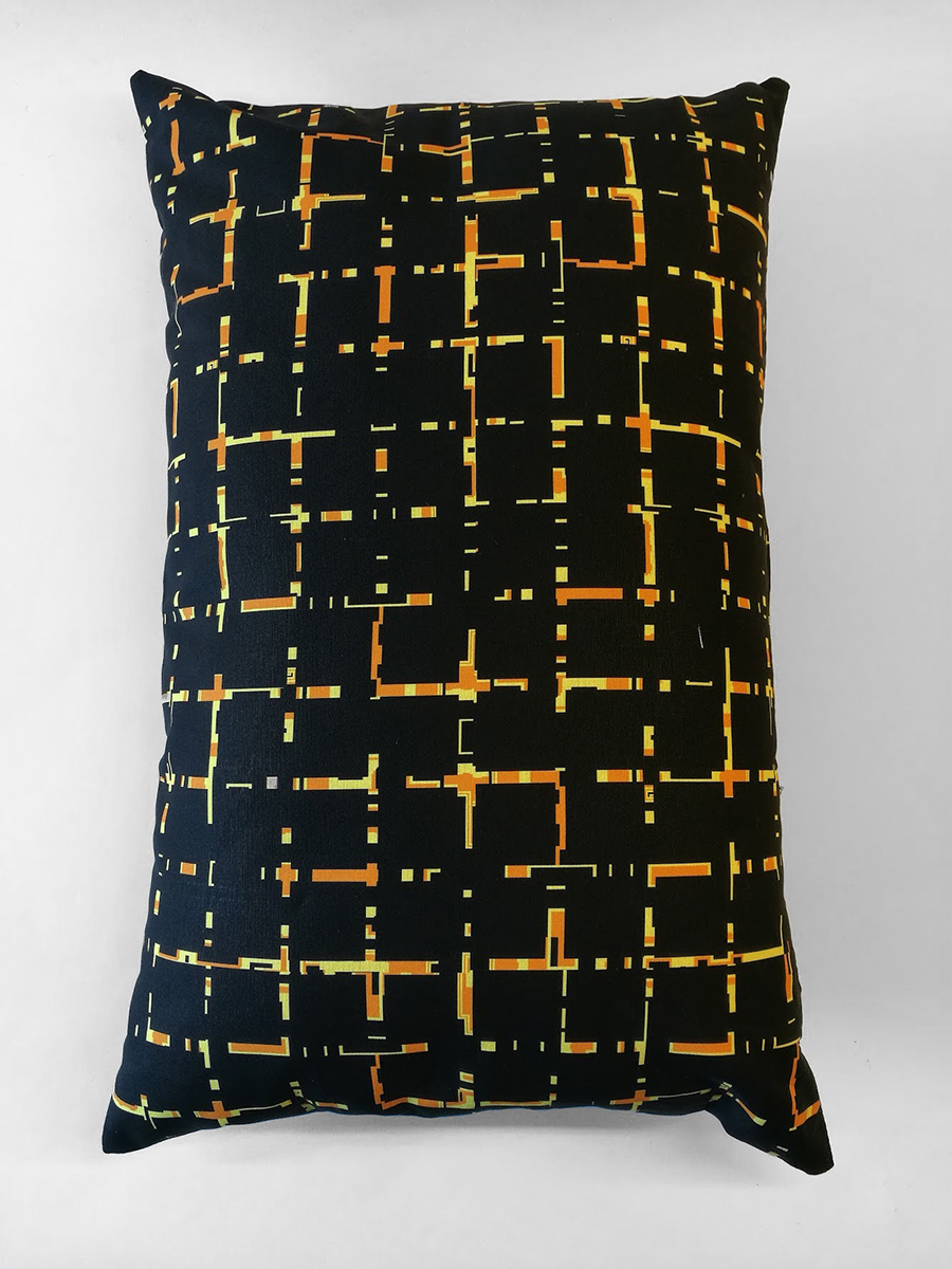 Pillow ‘Grids 6040 Black Ochre 0004’